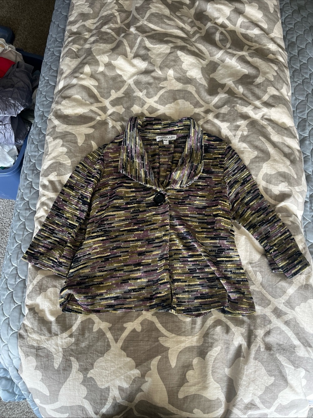 Andria Lieu Multicolor Textured Knit Cardigan Jacket Petite Medium